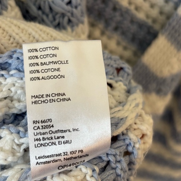 Anthropologie Maeve Grace Blue White Stripe Collared Short Sleeve Knit Sweater - Picture 14 of 14